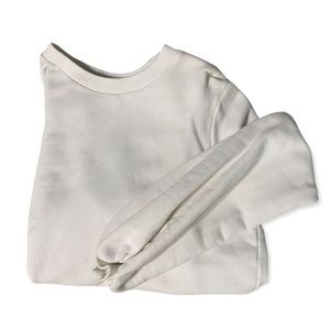 white puff sleeve crew neck long sleeve